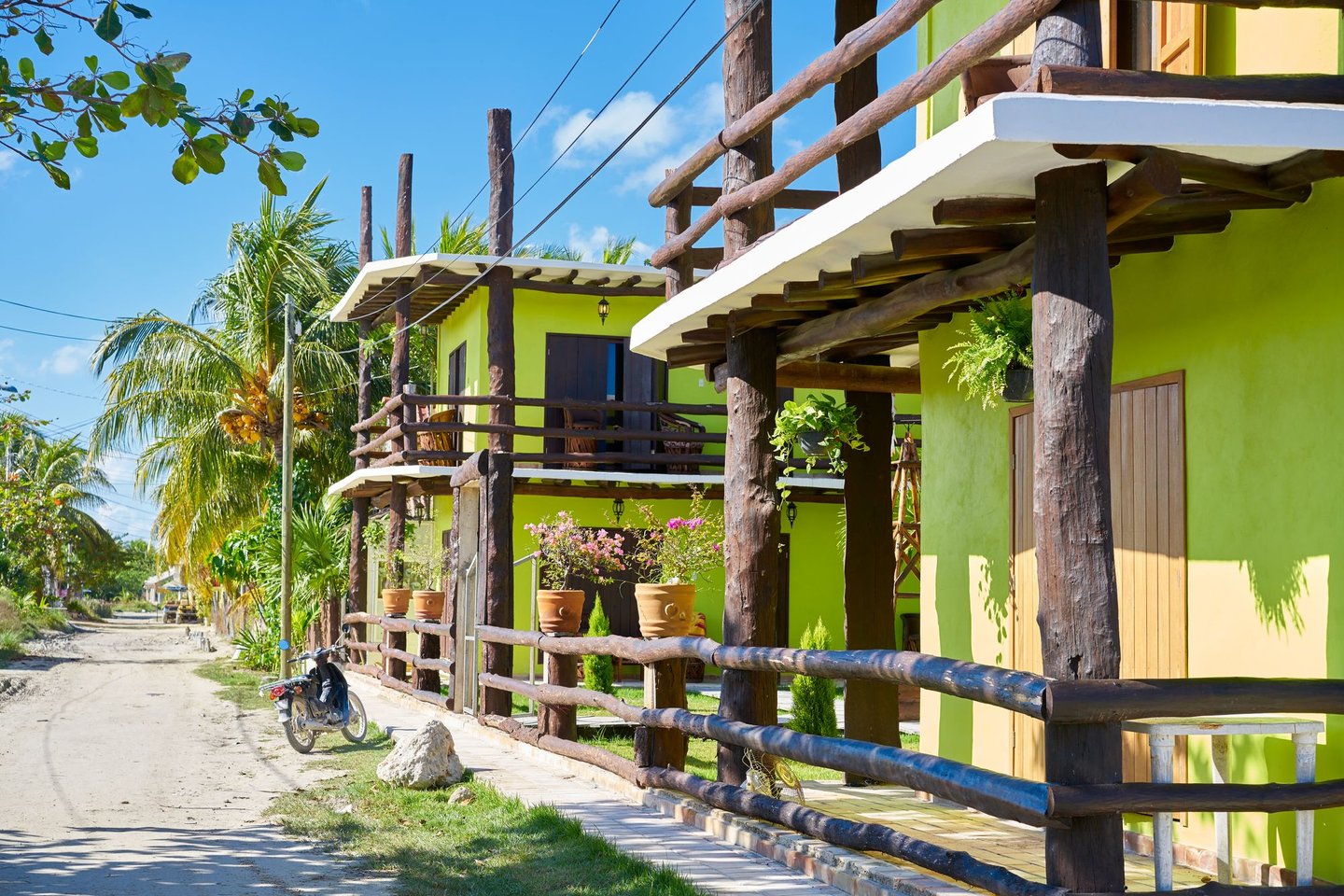 Green houses on Isla Holbox, Mexico