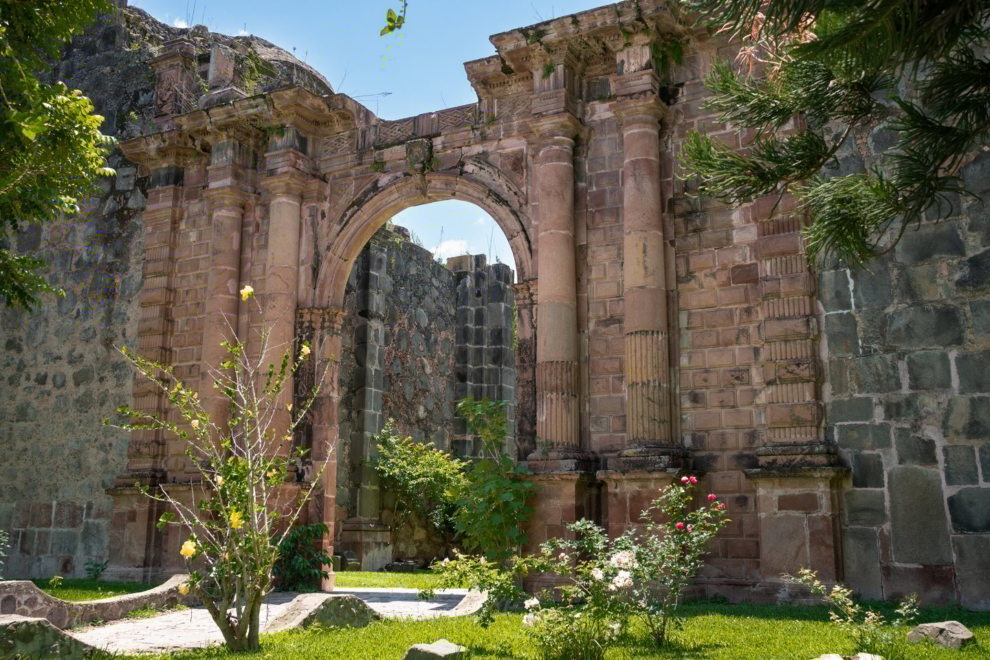 The facade of the Unfinished Temple of the Precious Blood in Mascota, Mexico