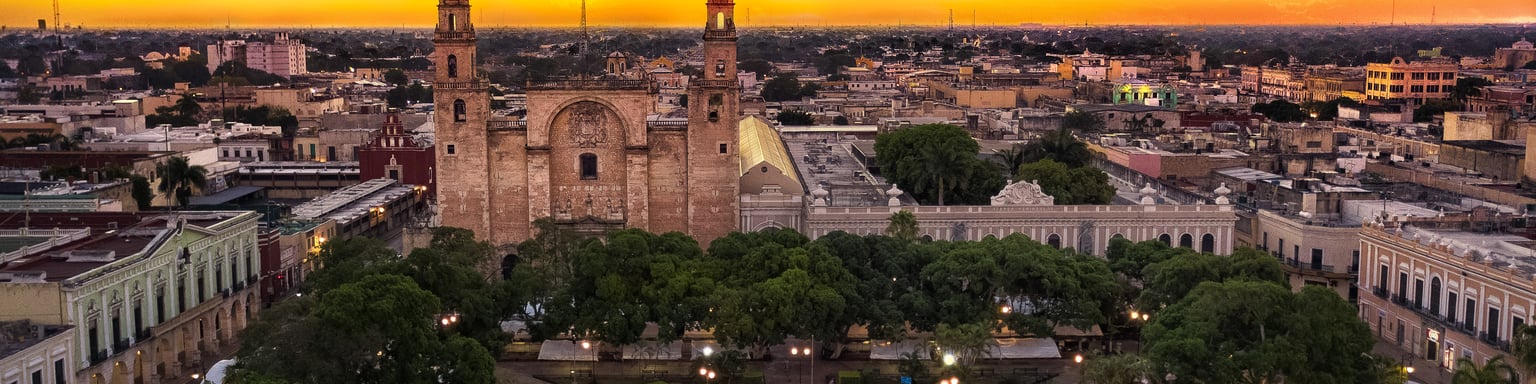Merida, Mexico at sunset