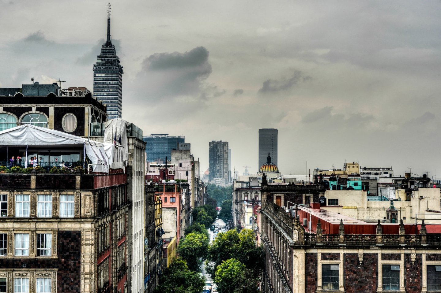 Mexico City skyline on a cloudy day