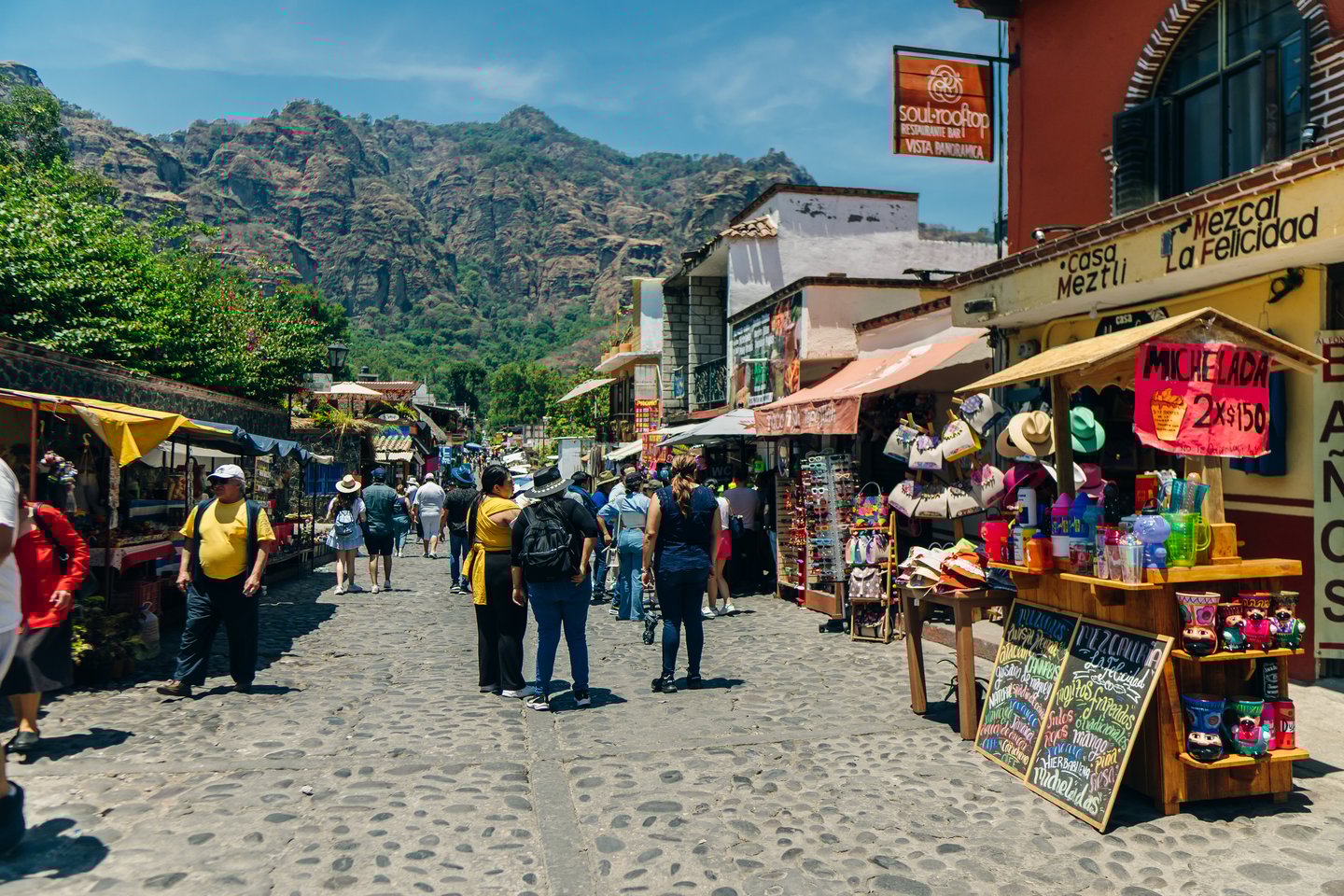 A colourful street in Tepoztlan, Morelos