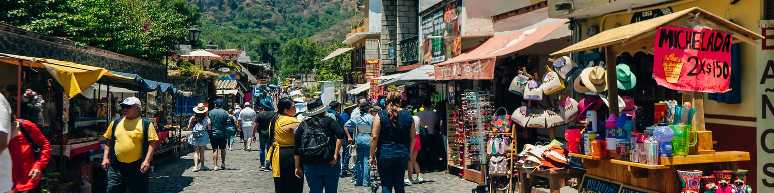 A colourful street in Tepoztlan, Morelos