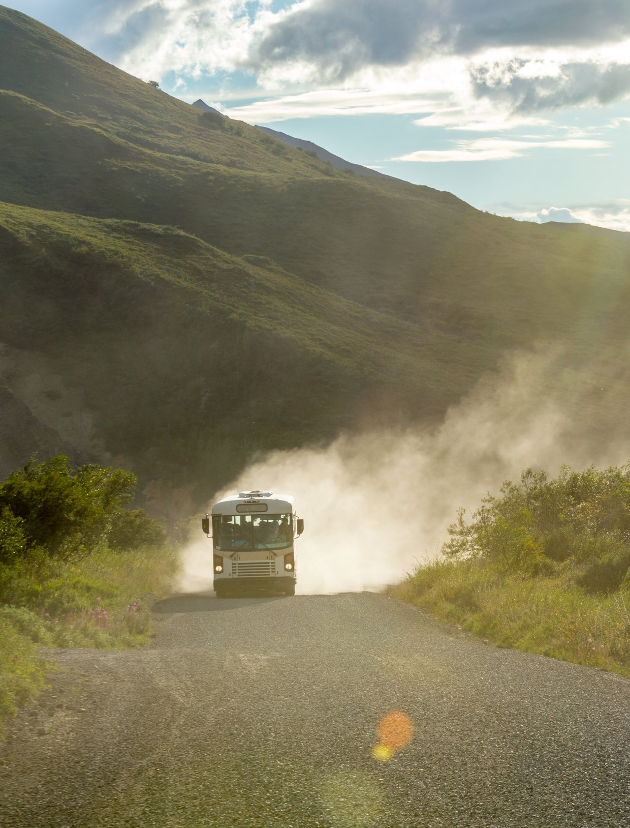 A bus on the road to Hierve el Agua in Oaxaca, Mexico