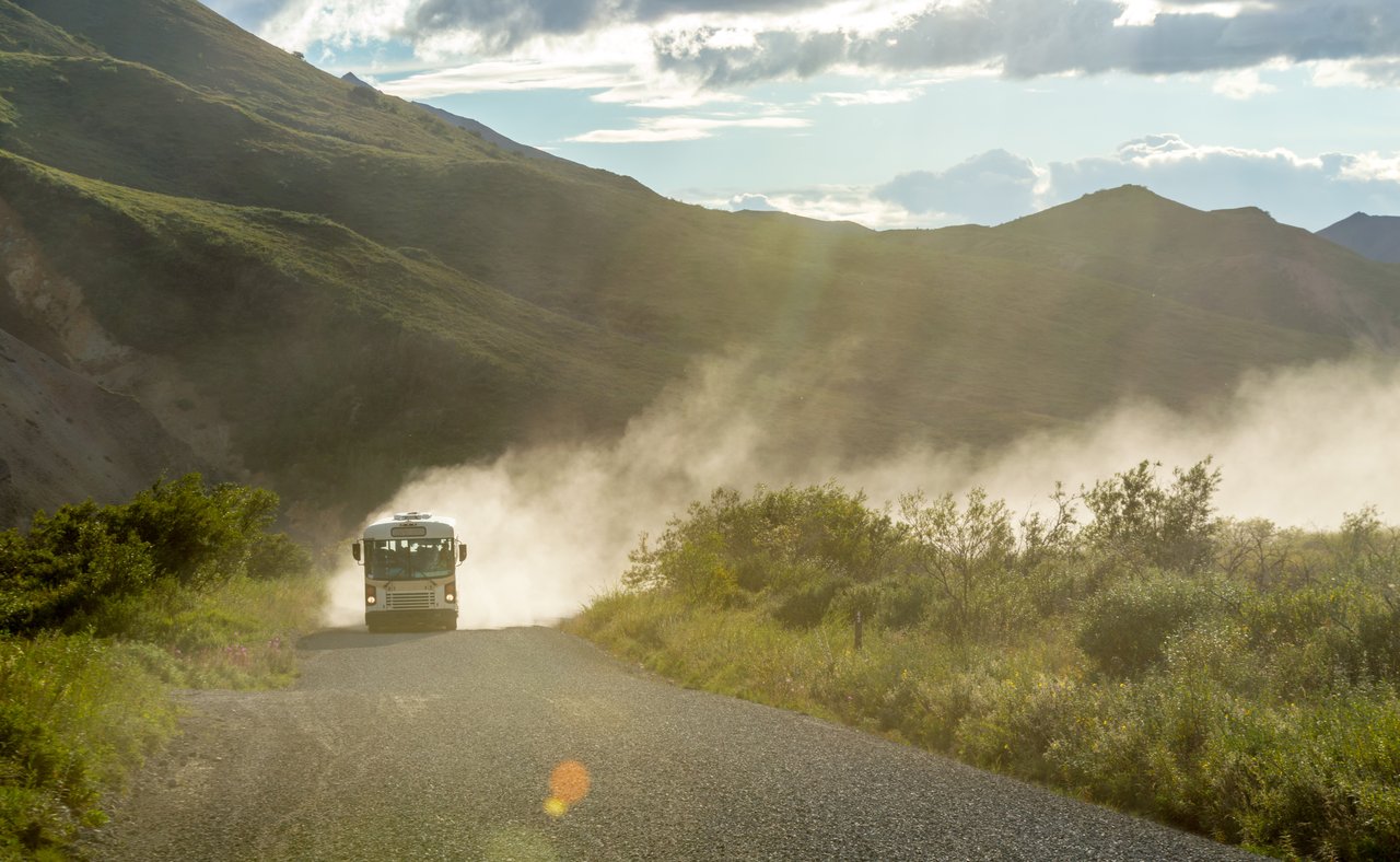 A bus on the road to Hierve el Agua in Oaxaca, Mexico