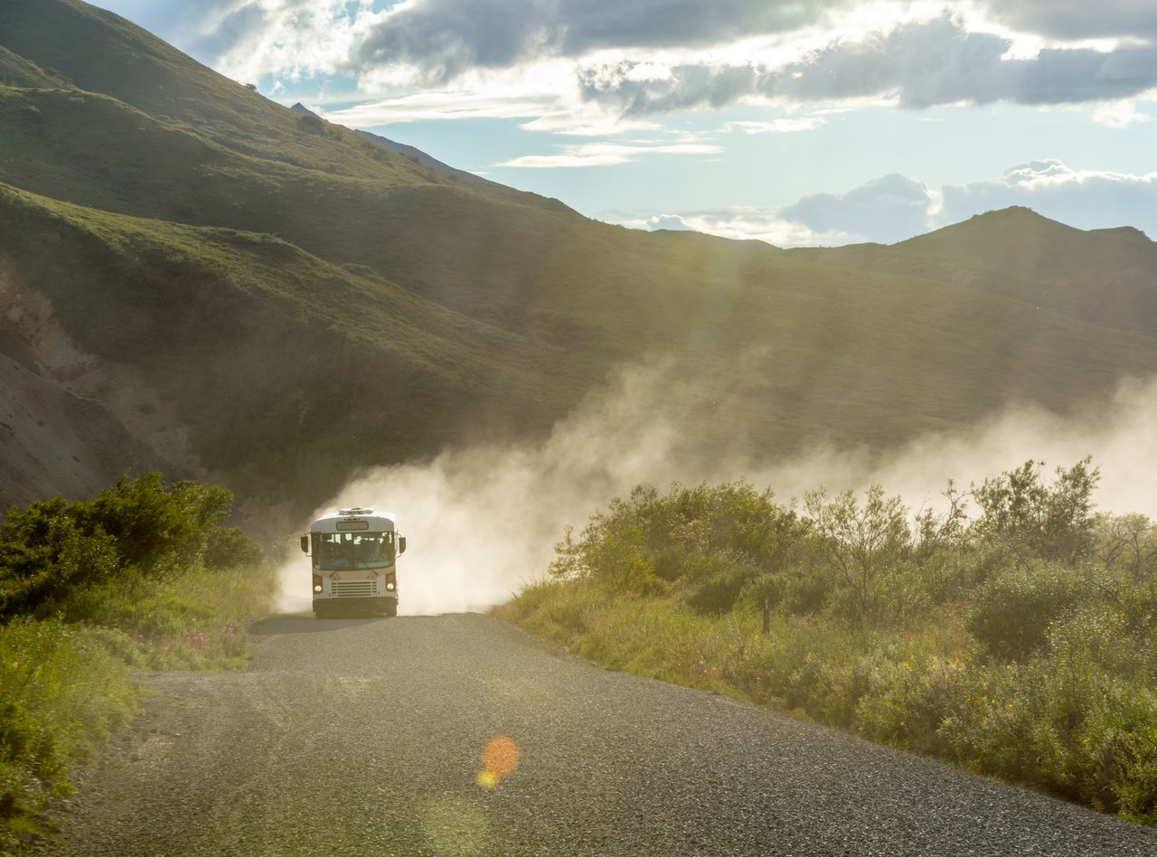 A bus on the road to Hierve el Agua in Oaxaca, Mexico