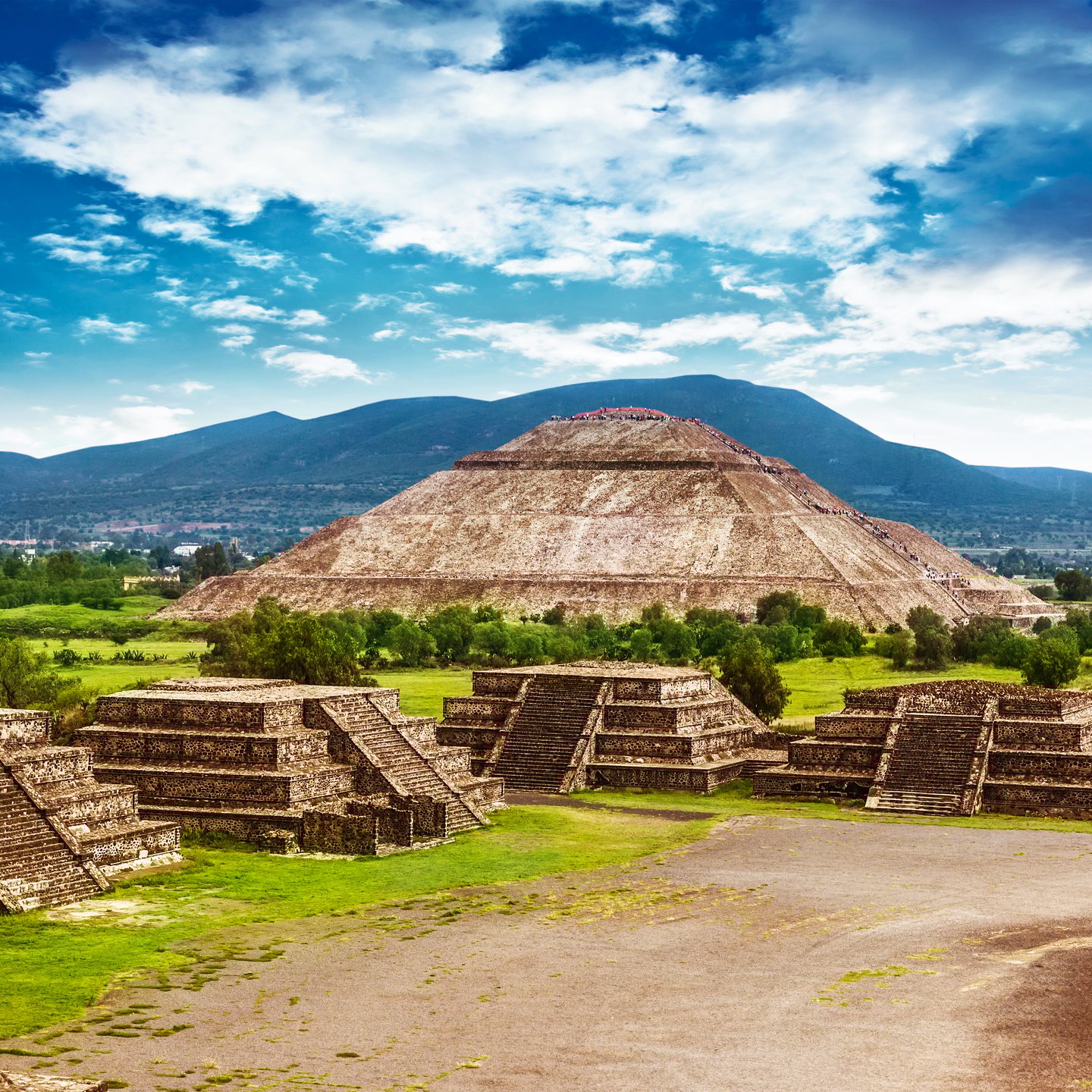 Pyramids at Teotihuacan archaeological site in Mexico