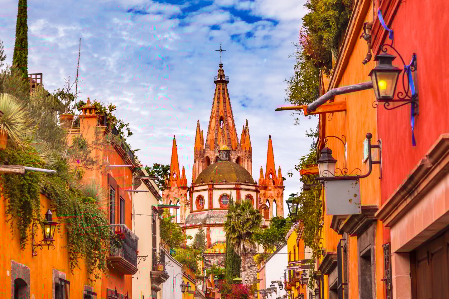 The striking Parroquia Archangel Church in San Miguel de Allende, Mexico