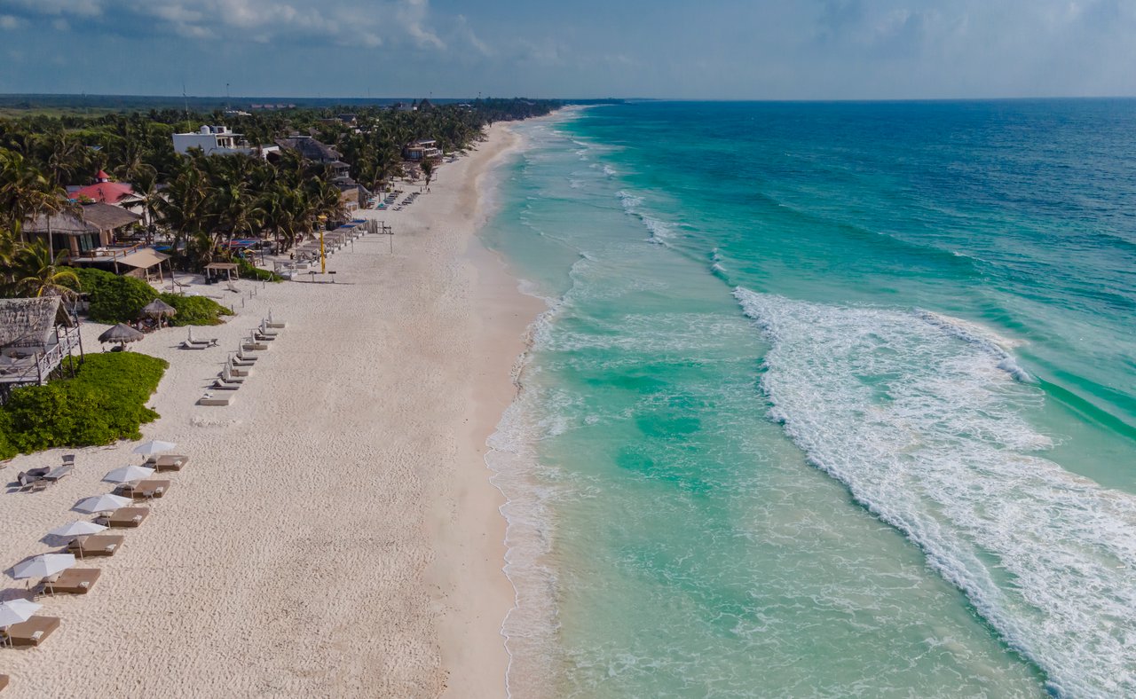 An aerial view of Tulum's Hotel Zone