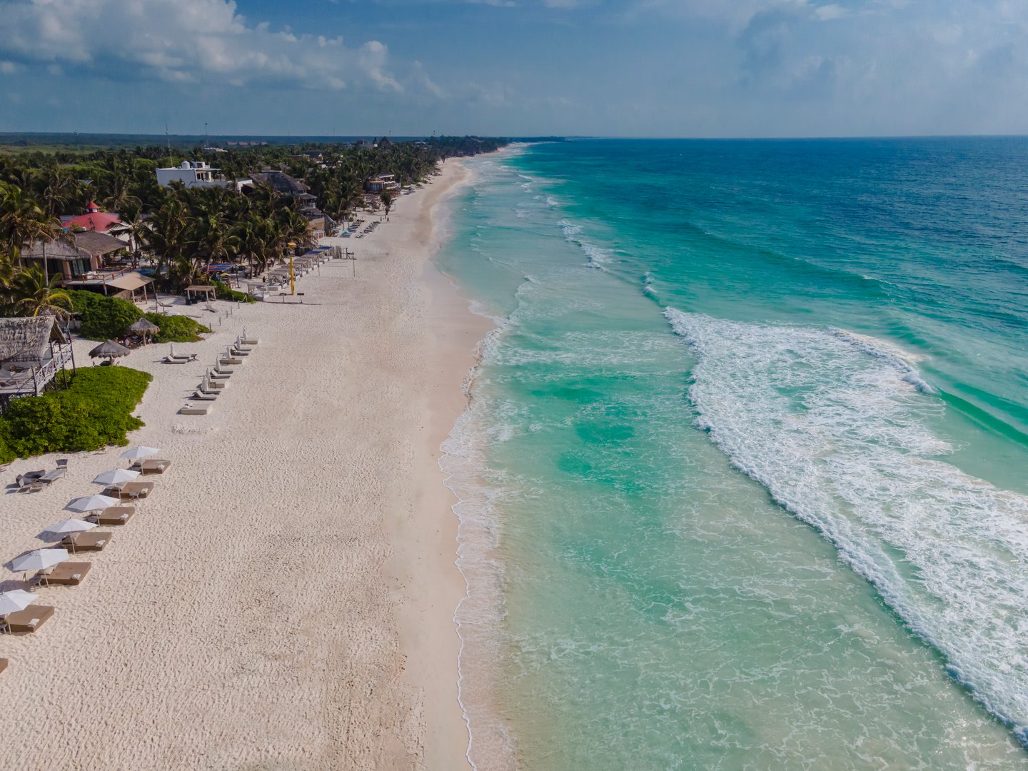 An aerial view of Tulum's Hotel Zone