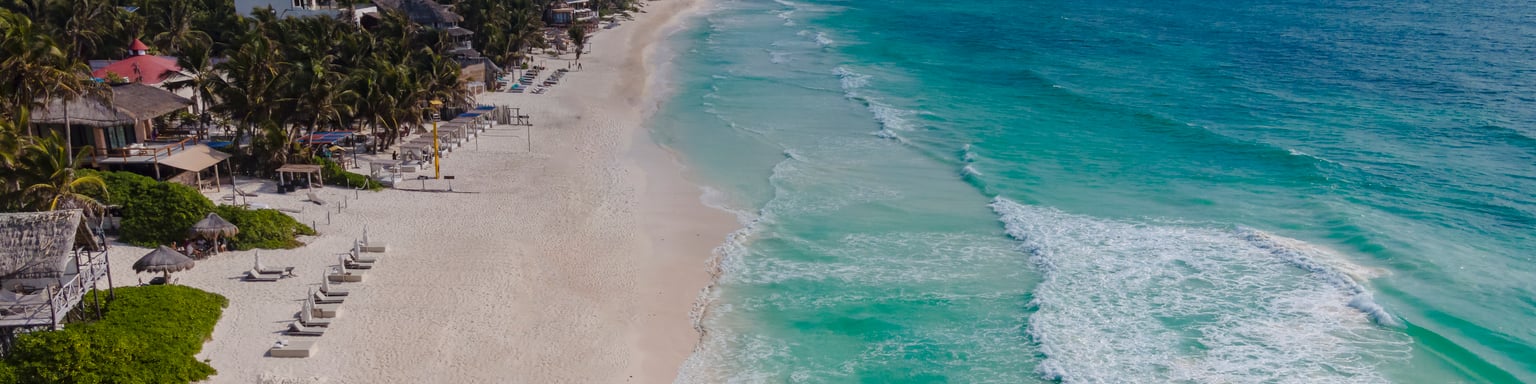 An aerial view of Tulum's Hotel Zone