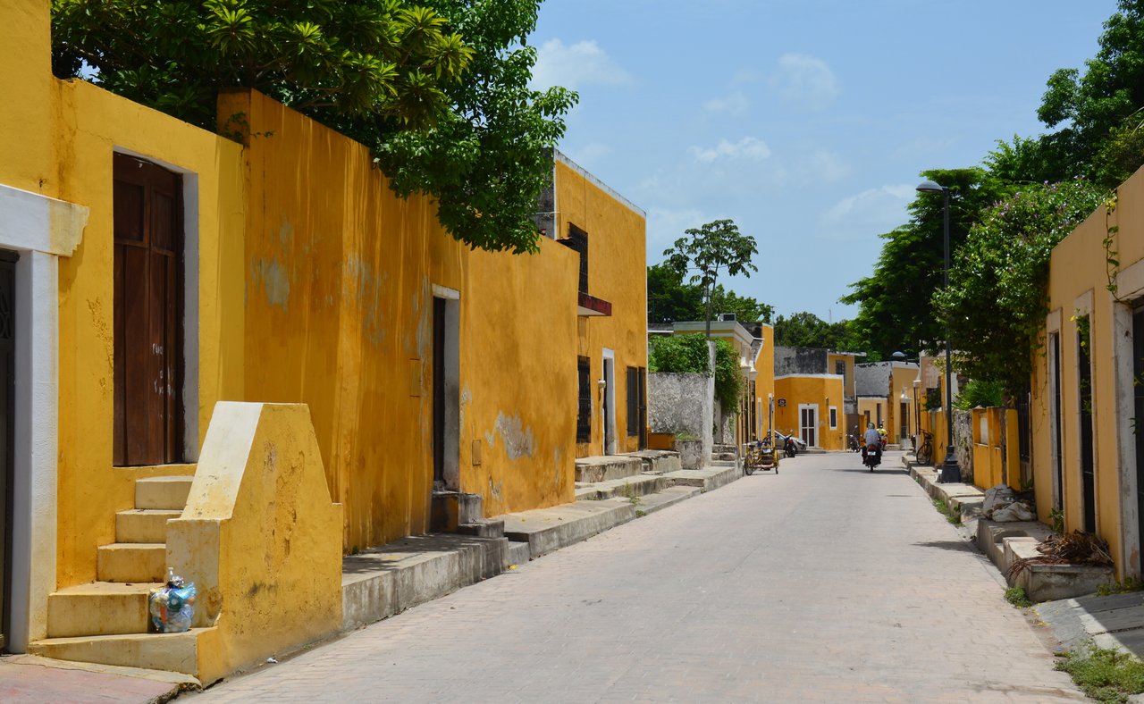 A street in Izamal, the Yellow City, in Yucatan, Mexico