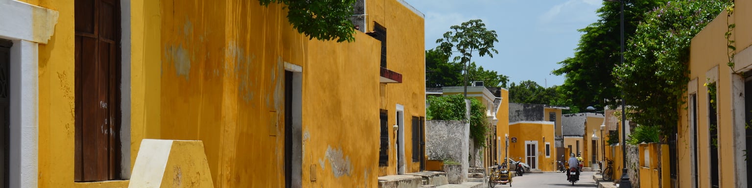 A street in Izamal, the Yellow City, in Yucatan, Mexico