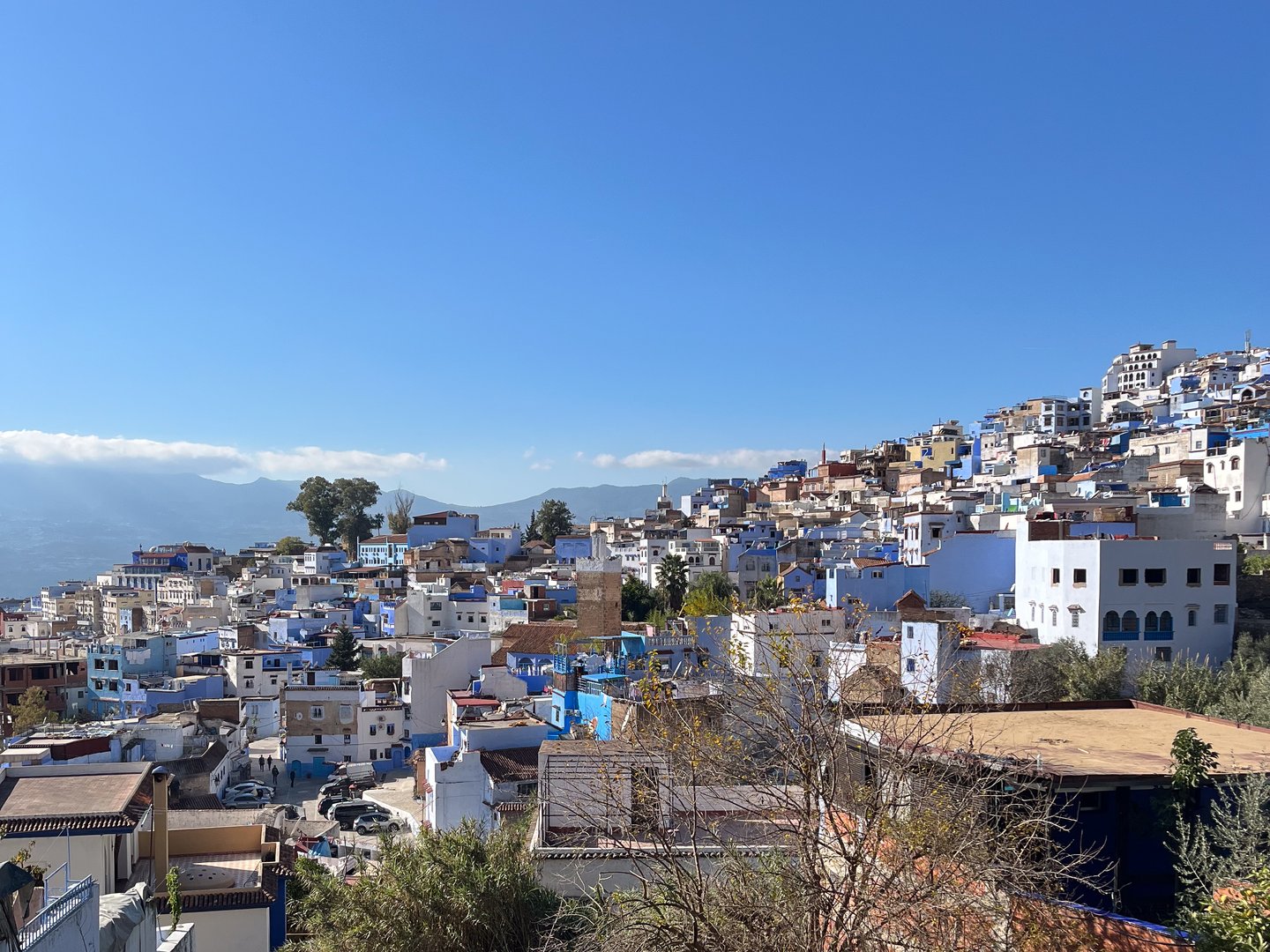 Looking down on Chefchaouen in Morocco