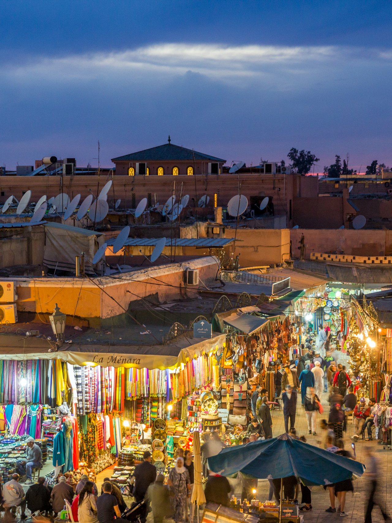 People shopping at the medina in Marrakesh