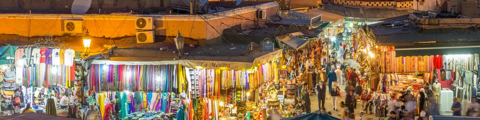 People shopping at the medina in Marrakesh