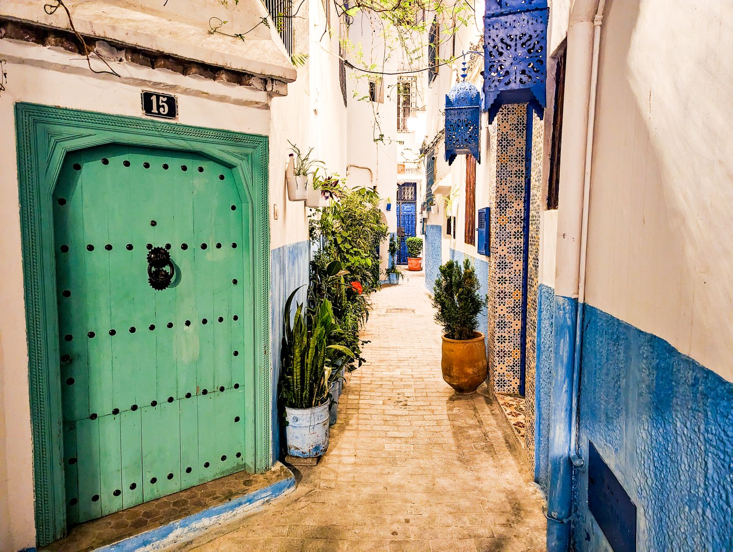 A small street in the Kasbah district of Tangier, Morocco.