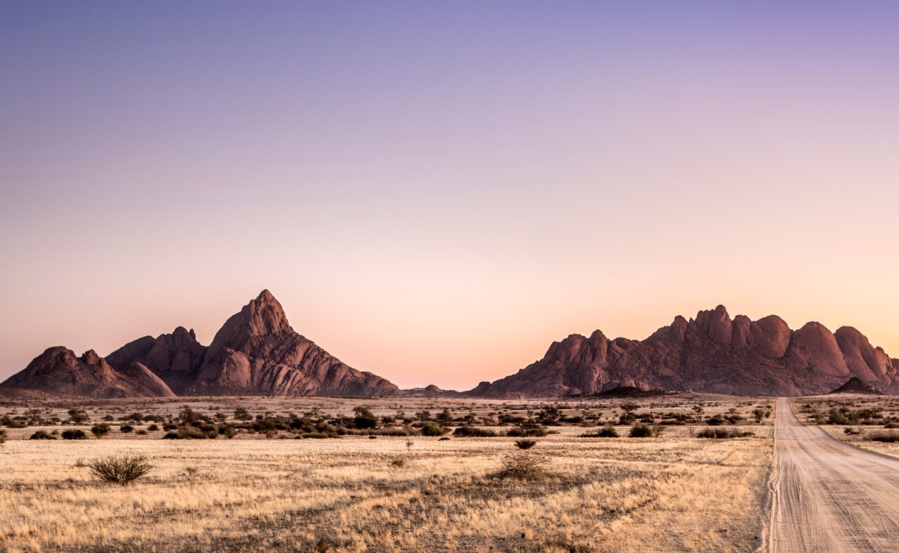 Mountains on the horizon in Spitzkoppe Nature Reserve, Nambia.