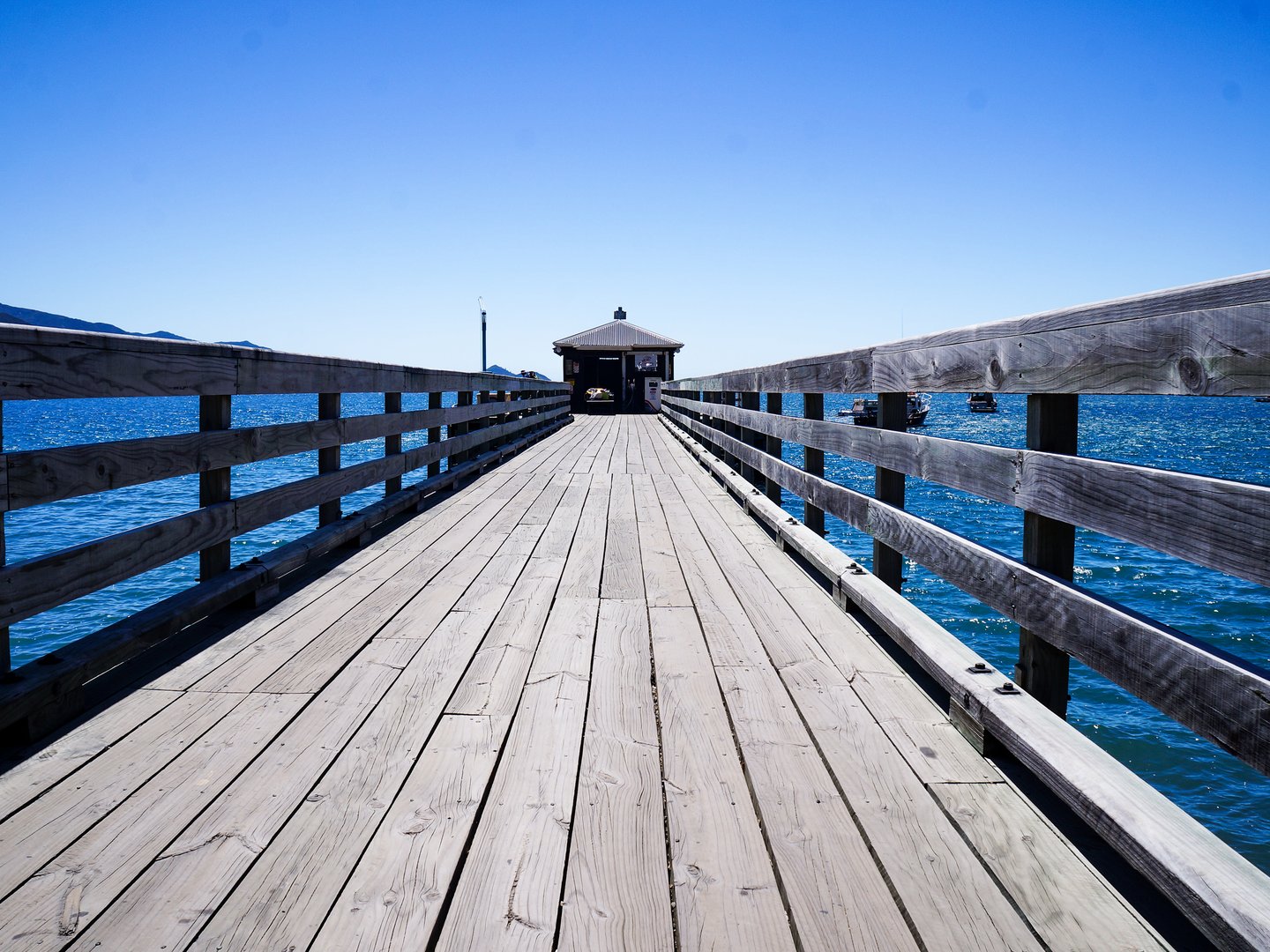 Looking down the long wharf at French Pass