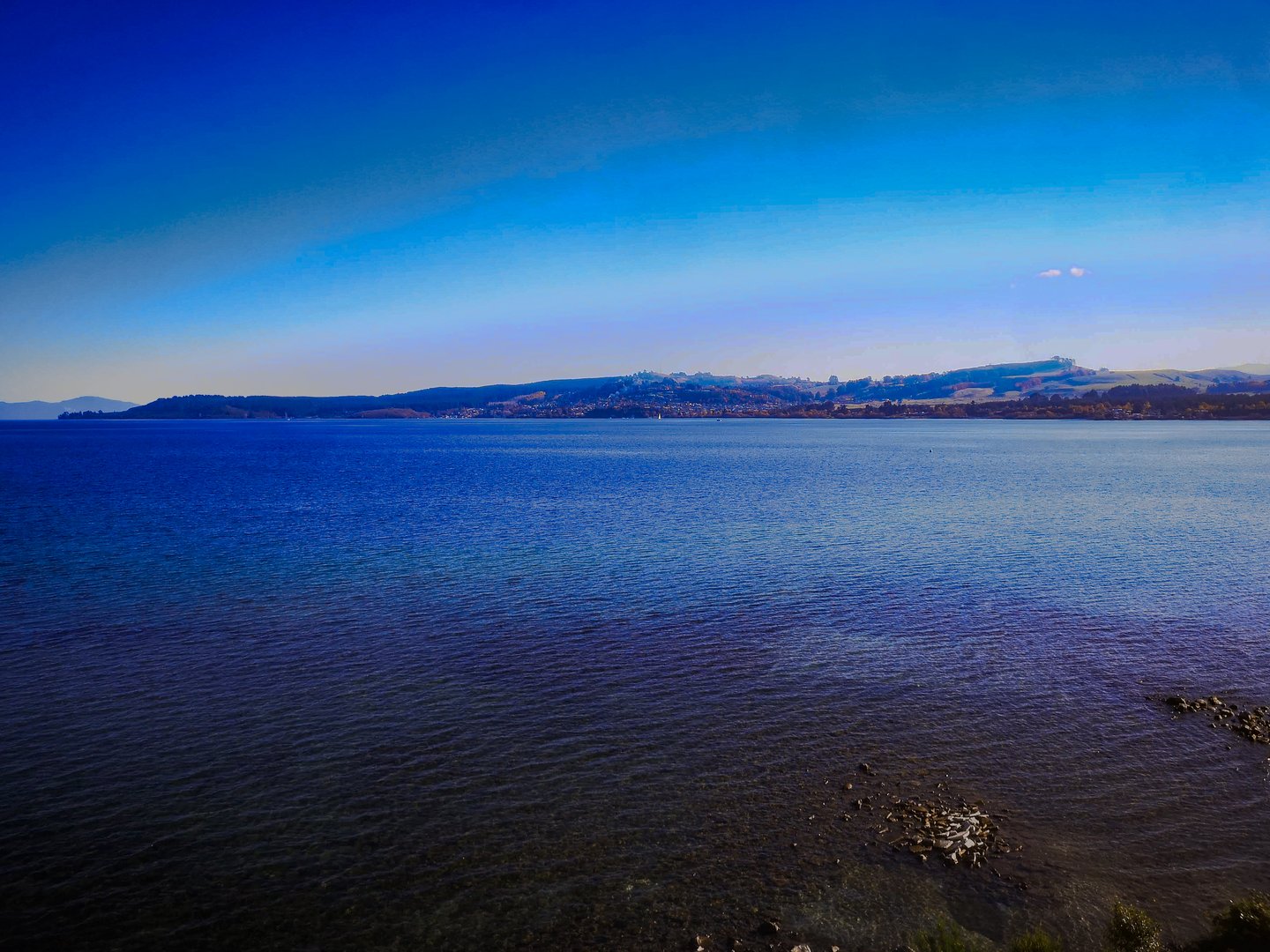 The blue waters of Lake Taupo