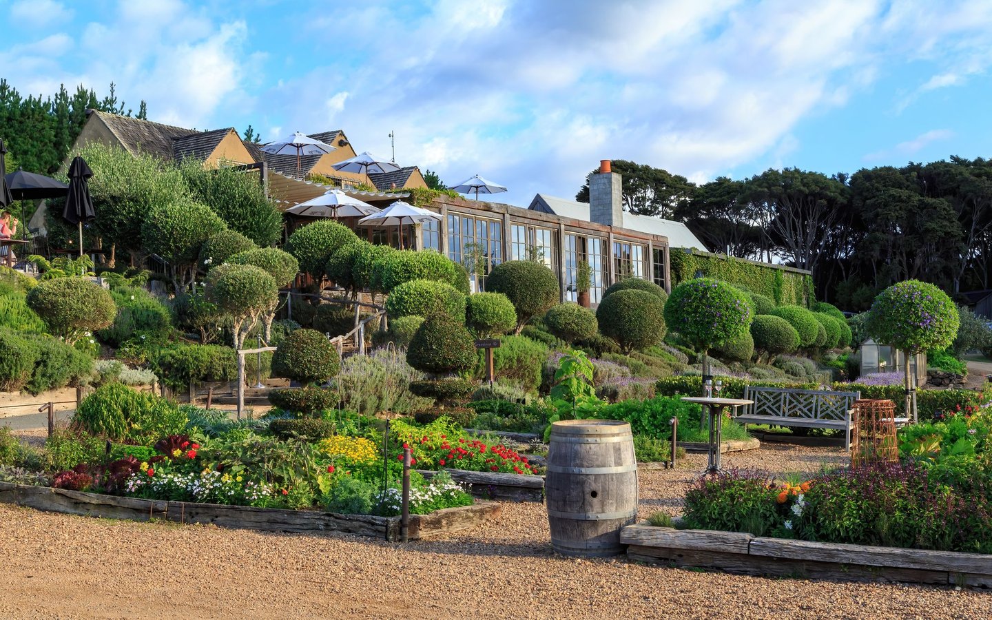 Mudbrick vineyard and restaurant on Waiheke Island, New Zealand.