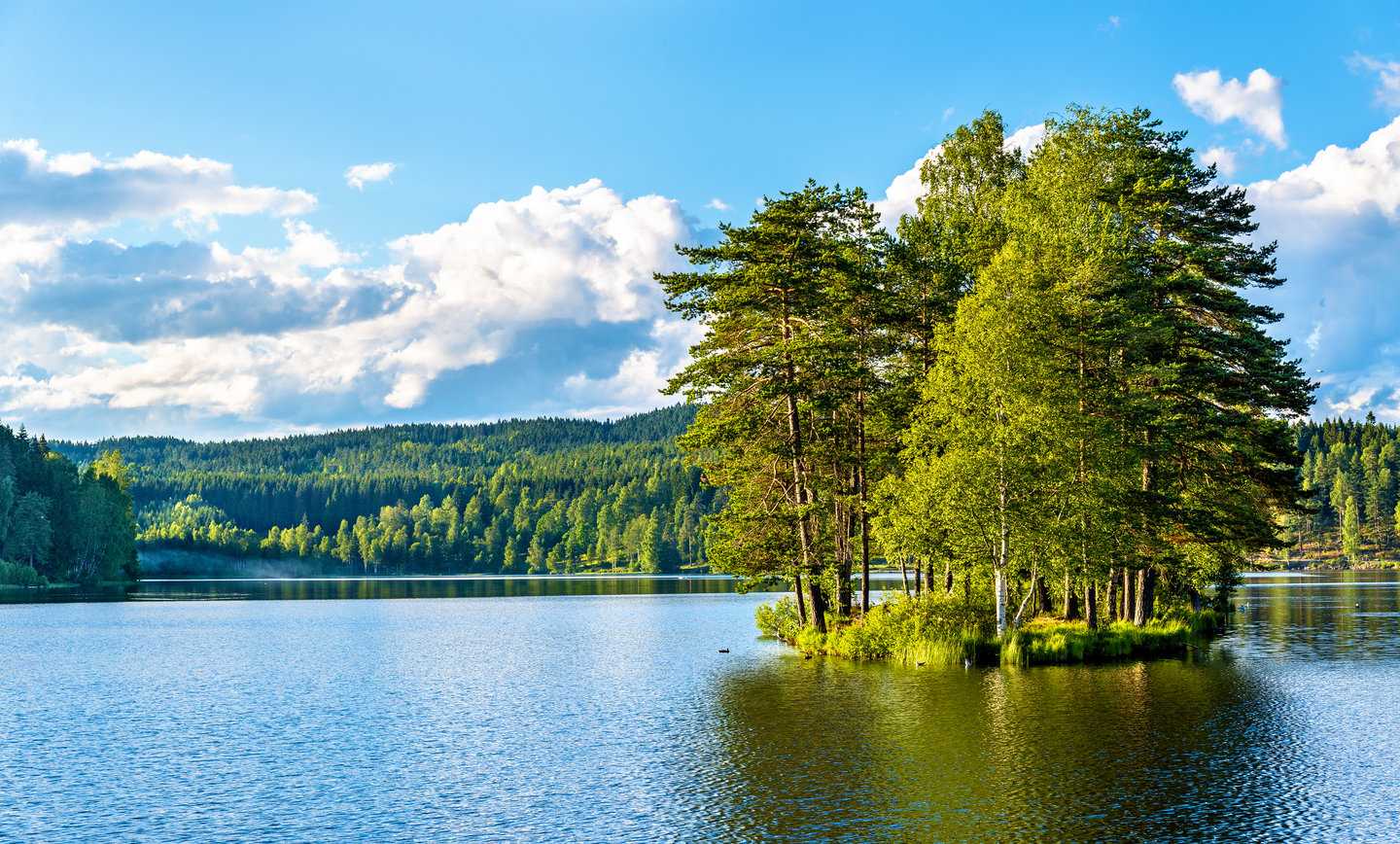 Sognsvann Lake north of Oslo in Norway.