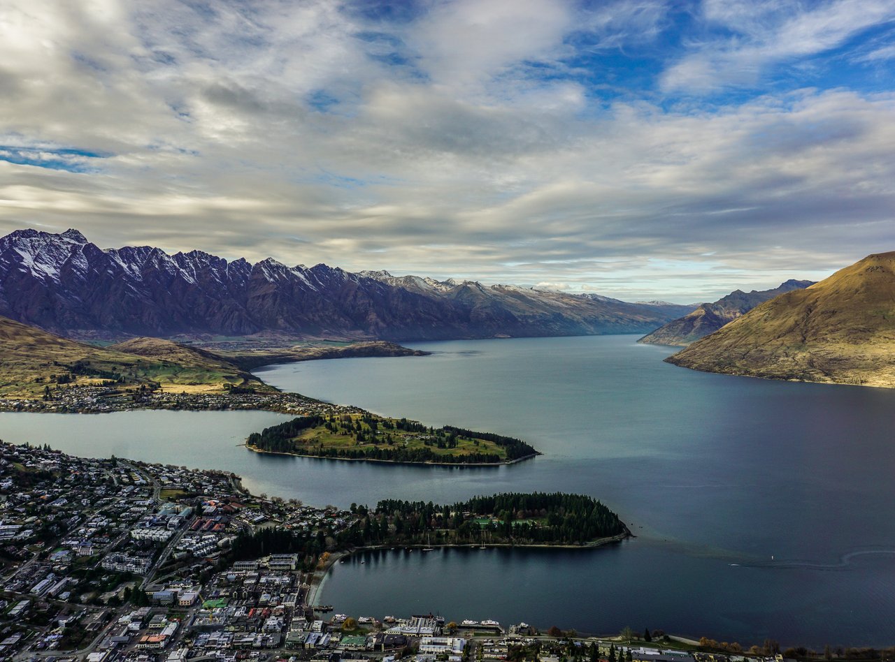 Looking down at Queenstown from the top of the gondola