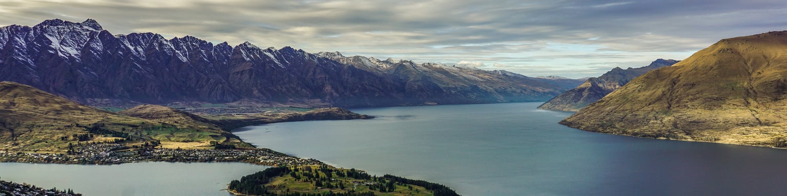 Looking down at Queenstown from the top of the gondola