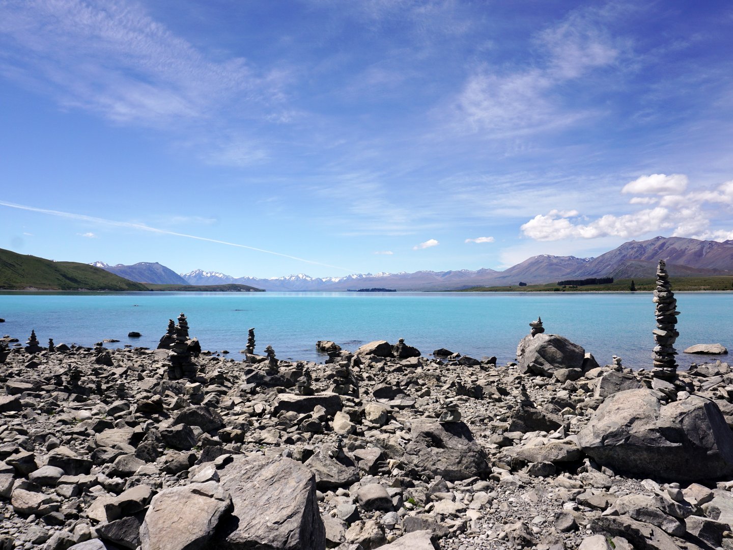 Stacked stones by Lake Tekapo