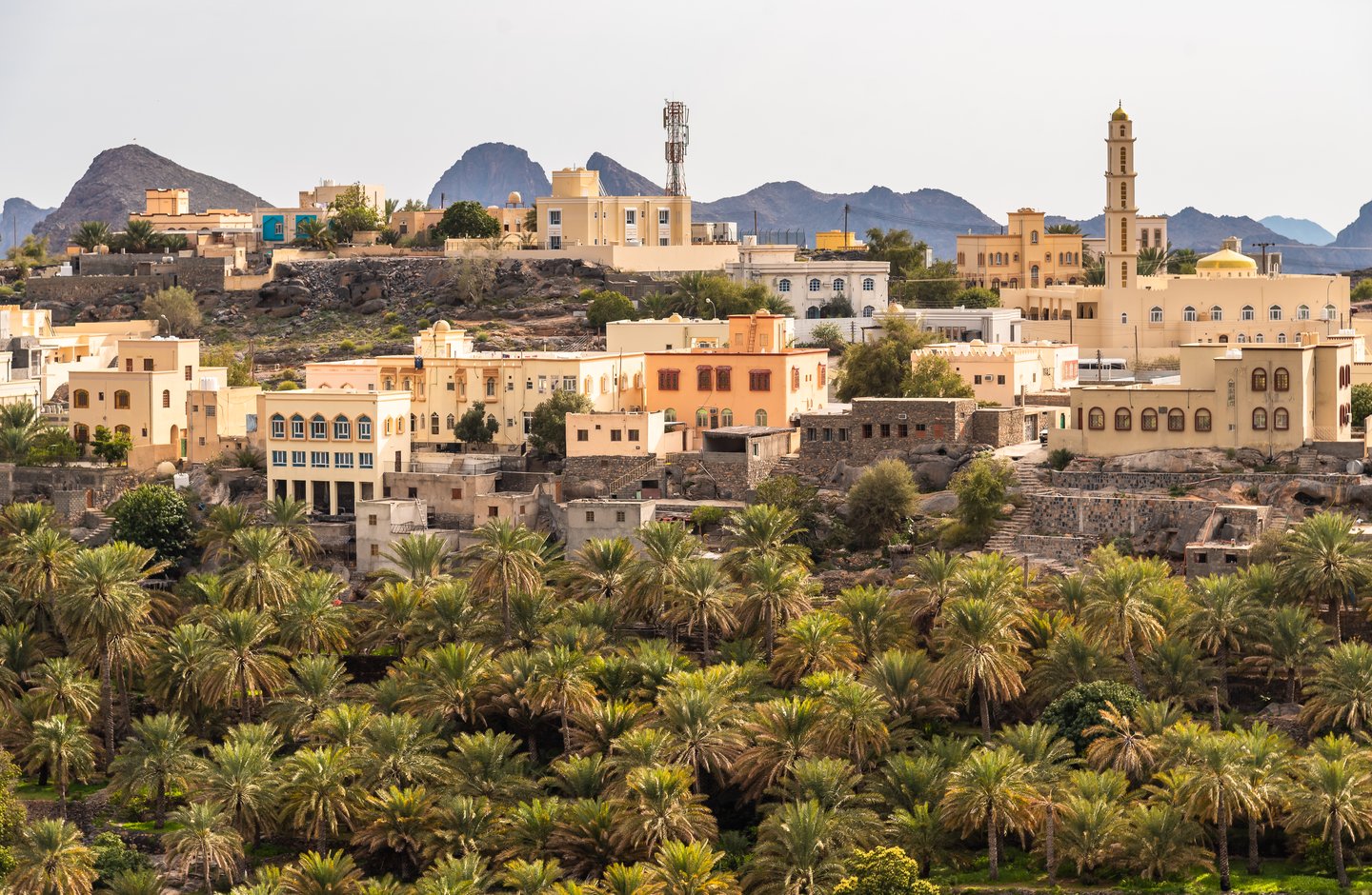 The mountainous mud village of Misfat Al Abriyeen surrounded by gardens