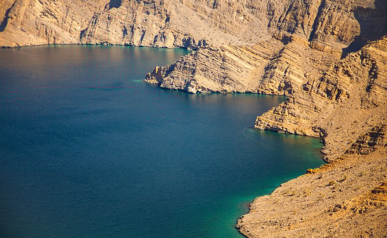 Khor Najd, a fjord in Musandam Peninsula, Oman