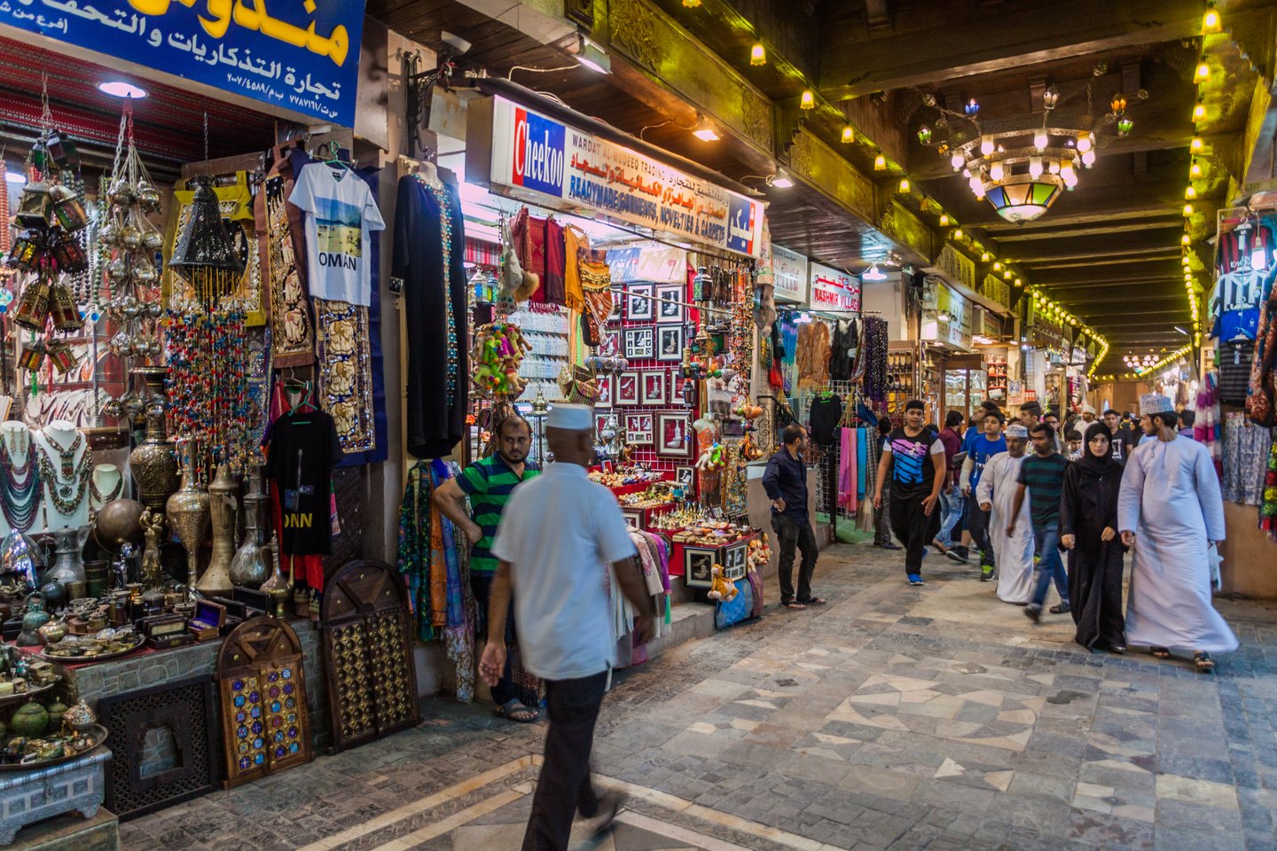 People shopping in Muttrah Souq in Muscat, Oman