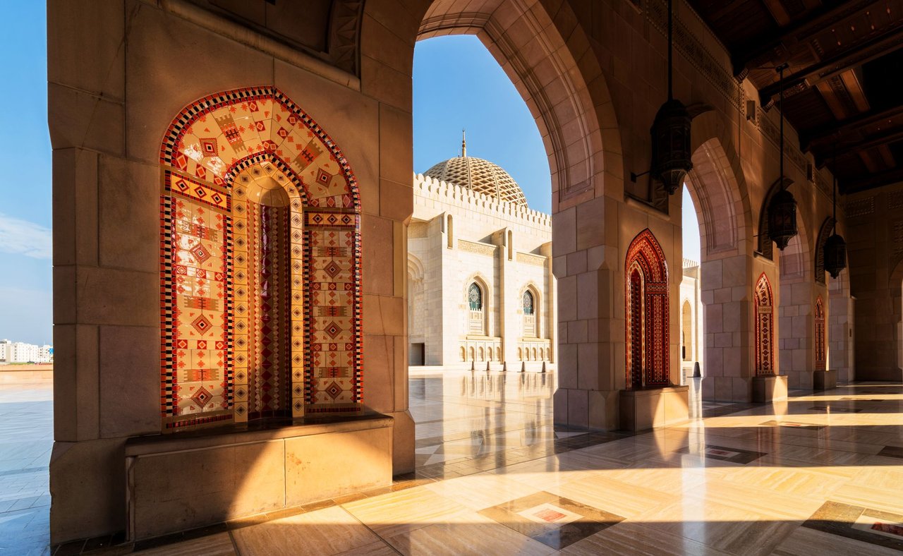 Detail of the Sultan Qaboos Grand Mosque in Muscat, Oman