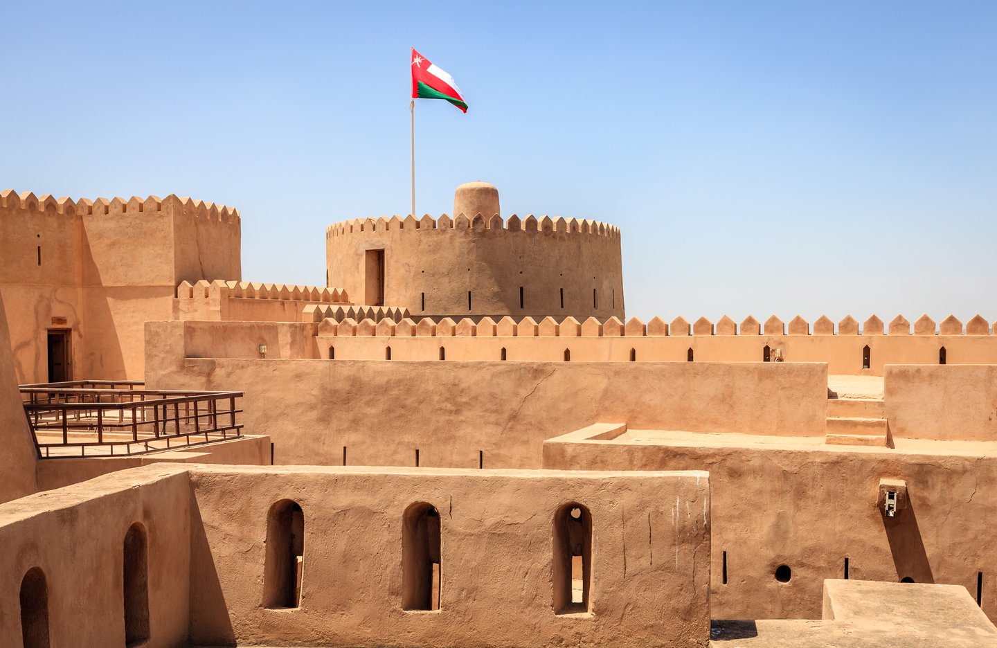 The walls, tower and battlements of the Rustaq Fort in Oman