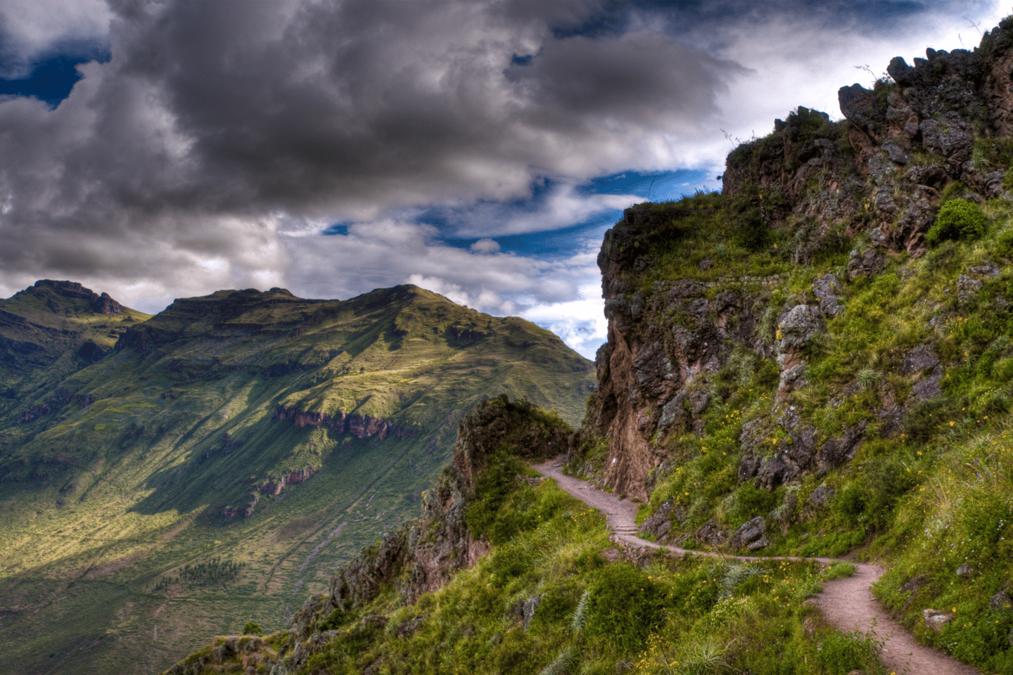 The path through the mountains on the Inca Trail