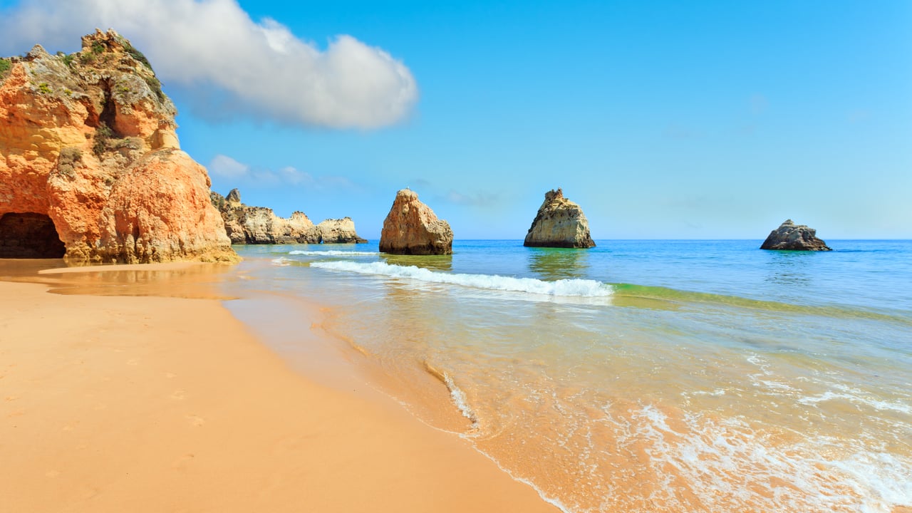 Dos Tres Irmaos beach in Algarve, Portugal.