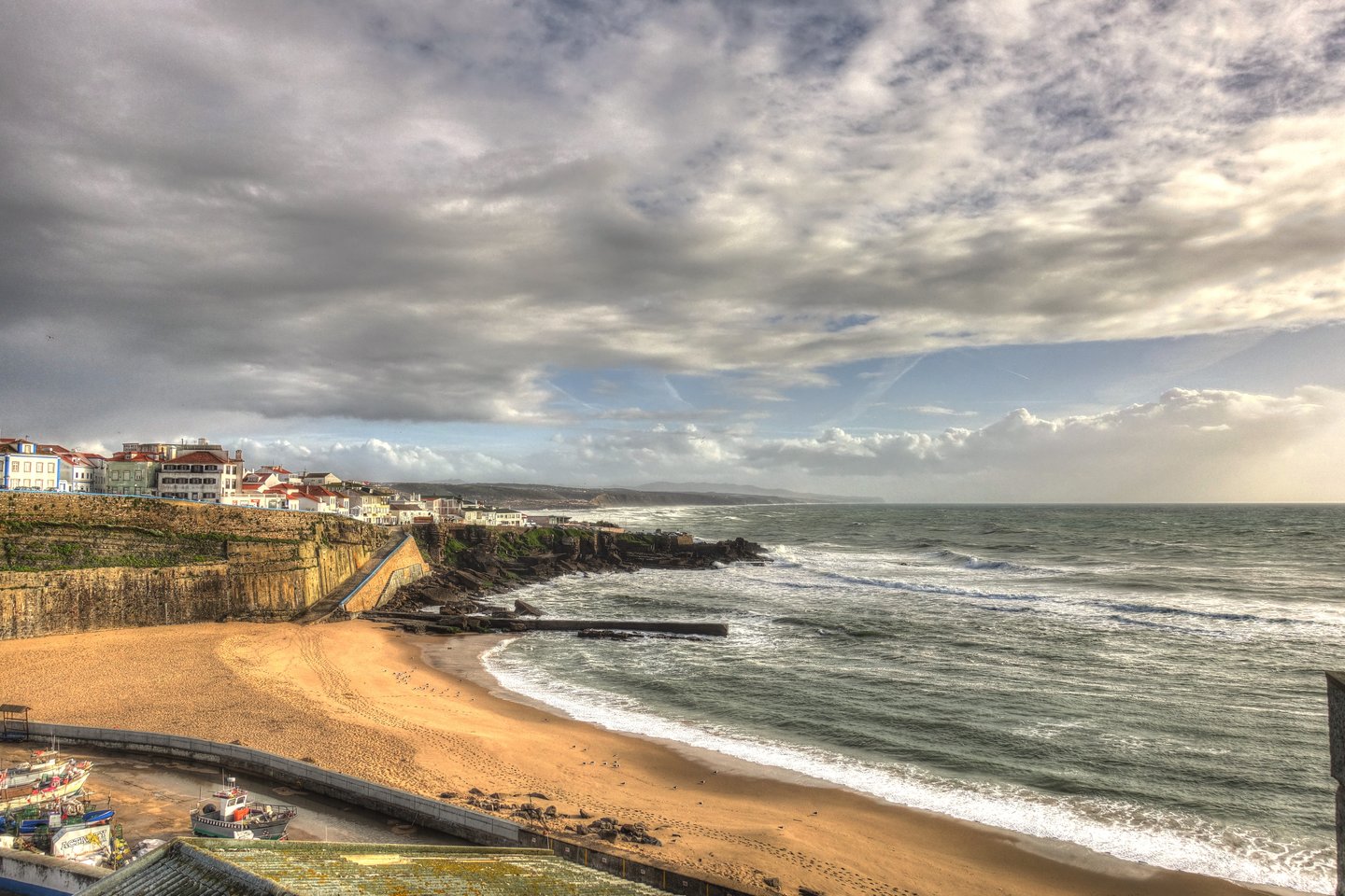 The beach on a cloudy day in Ericeira, Portugal