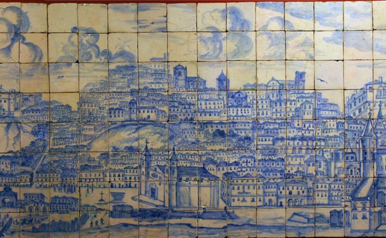 The 23-meter-long (75 foot) mosaic-mural showing Lisbon in 1738