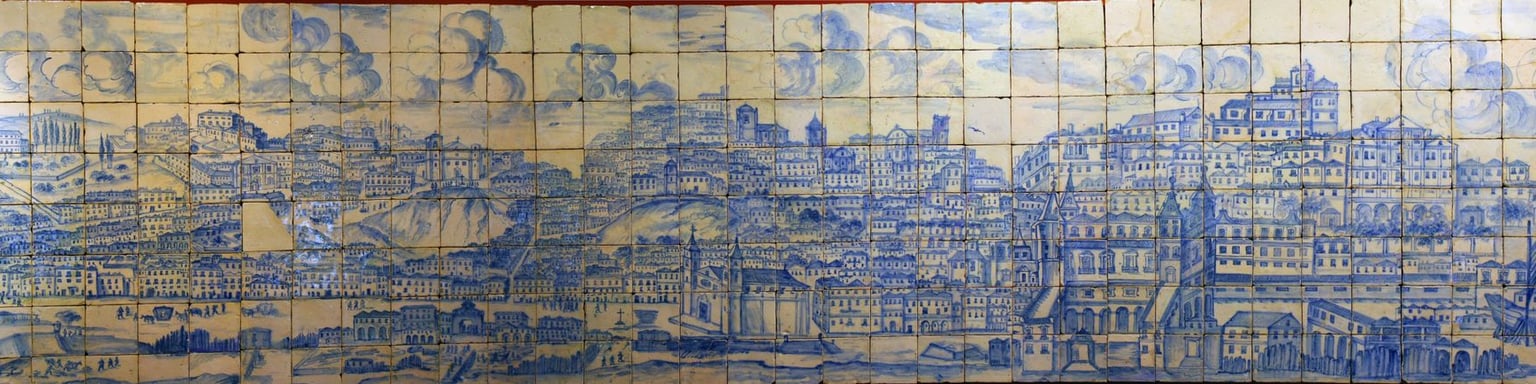 The 23-meter-long (75 foot) mosaic-mural showing Lisbon in 1738