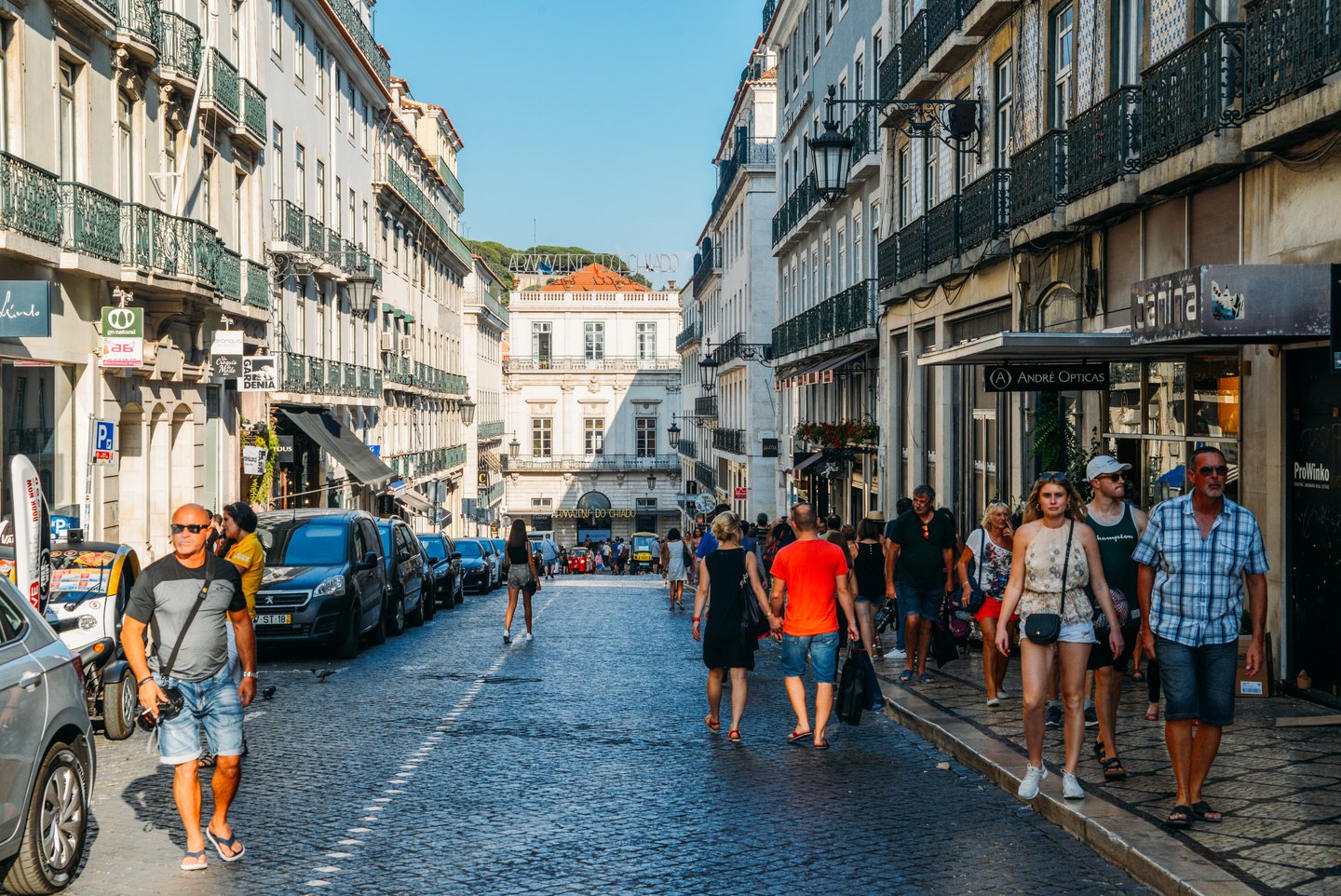 Garrett street with tourists in the heart of the trendy Chiado district of the city
