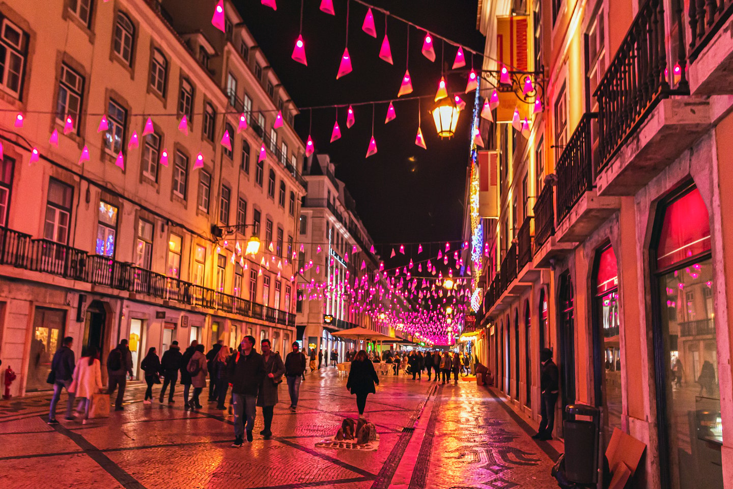Christmas lights in Lisbon, Portugal