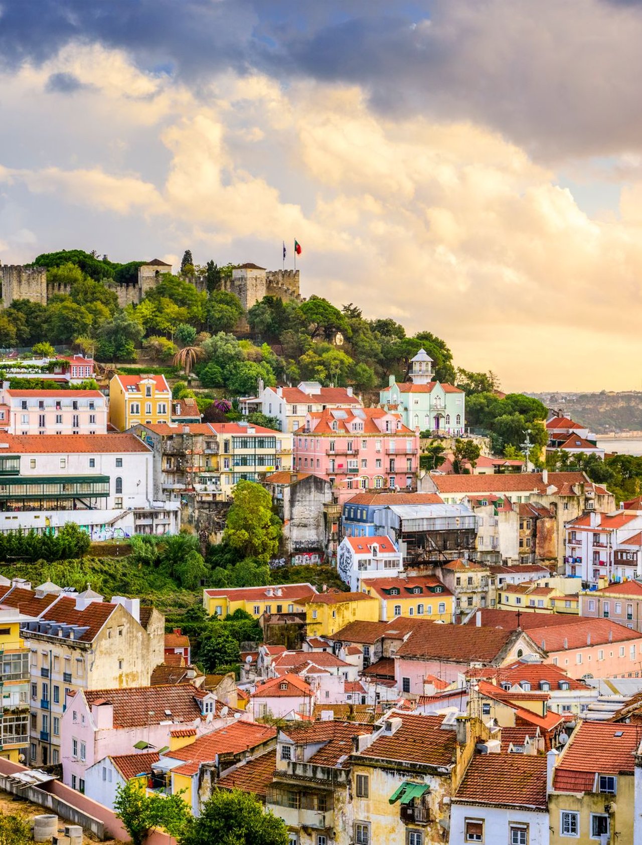 Lisbon cityscape with the castle on the hill