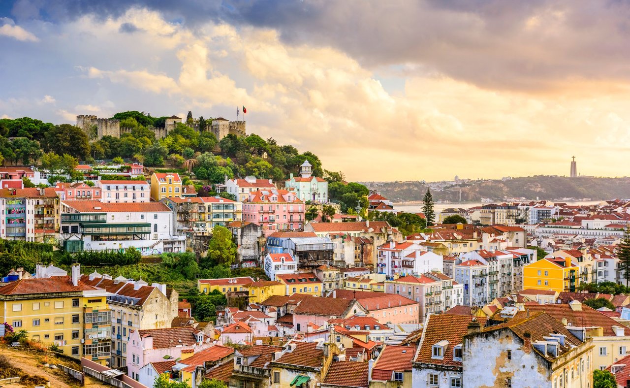 Lisbon cityscape with the castle on the hill