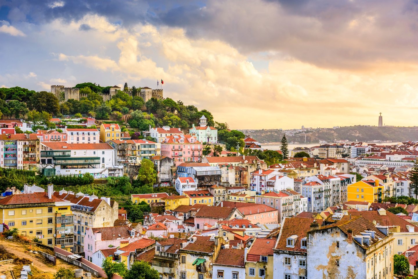 Lisbon cityscape with the castle on the hill