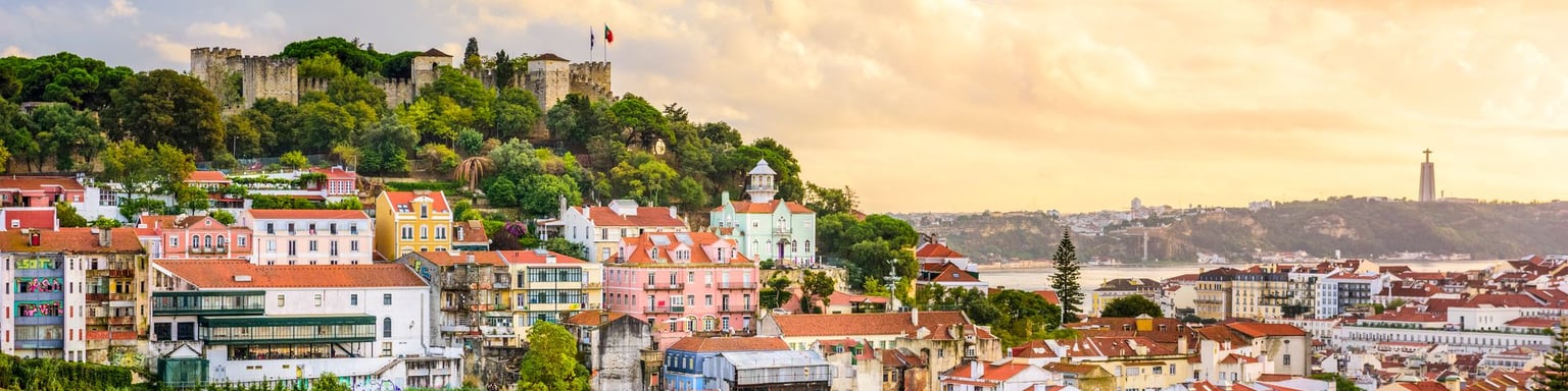 Lisbon cityscape with the castle on the hill