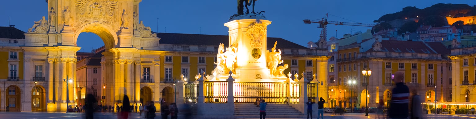 Commerce Square in Lisbon at night