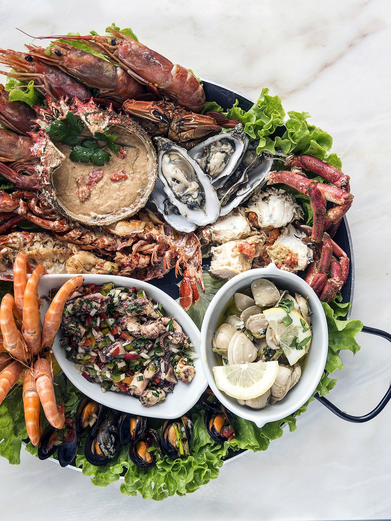 A platter of Portuguese seafood