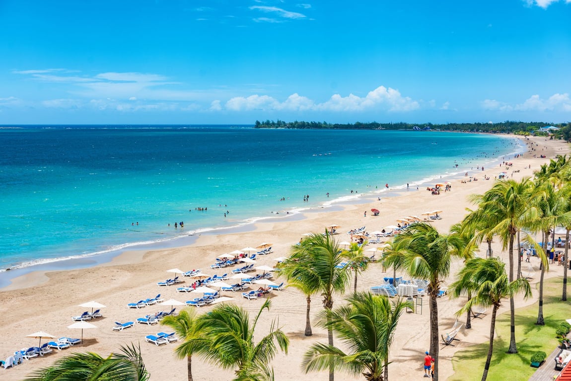 Tourists on the beach in Puerto Rico