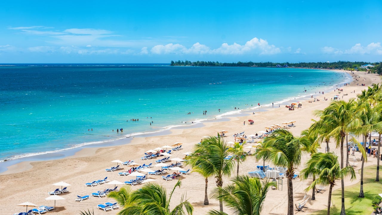Tourists on the beach in Puerto Rico