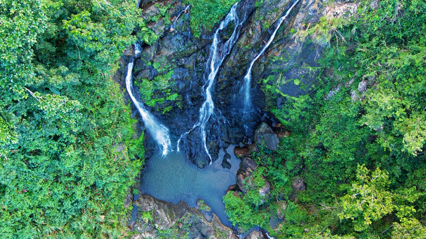Aerial view of the Charco Prieto Waterfalls in Bayamon, Puerto Rico