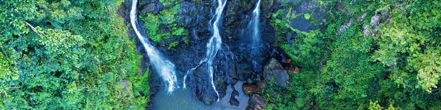 Aerial view of the Charco Prieto Waterfalls in Bayamon, Puerto Rico